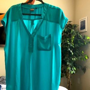 Cap Sleeve Aqua Blouse